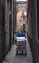 Handcart deliveries through the narrow streets